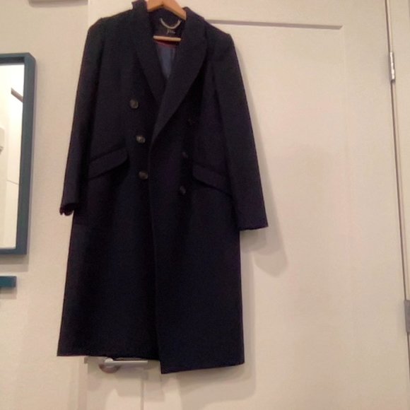 J Crew Double-Breasted Topcoat in Italian Wool-Cashmere in Navy Size 00 - Picture 2 of 3